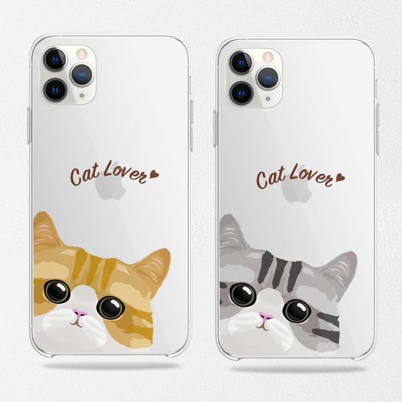 【 ねこ 猫 茶 毛色3色 特大顔 】スマホケース クリアソフトケース プレゼント iPhone&Android 6枚目の画像