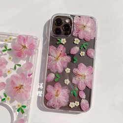 本物のお花 桜 さくら 花びら ピンク 春 フラワー 押し花 シンプル スマホケース ドライフラワー 5枚目の画像