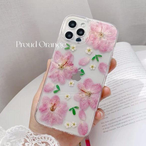 本物のお花 桜 さくら 花びら ピンク 春 フラワー 押し花 シンプル スマホケース ドライフラワー 1枚目の画像