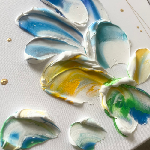 現代アート　2枚セット　約30×30㎝　モダン　絵画　原画　抽象画　アートパネル 現代アート 花 約30×30㎝ 2枚セット 大きめ モダン 絵画 原画