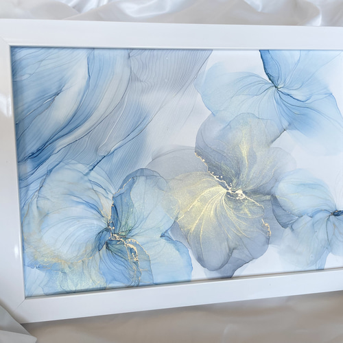 送料無料】アルコールインクアート 原画 フラワーアート 絵画 A4サイズ