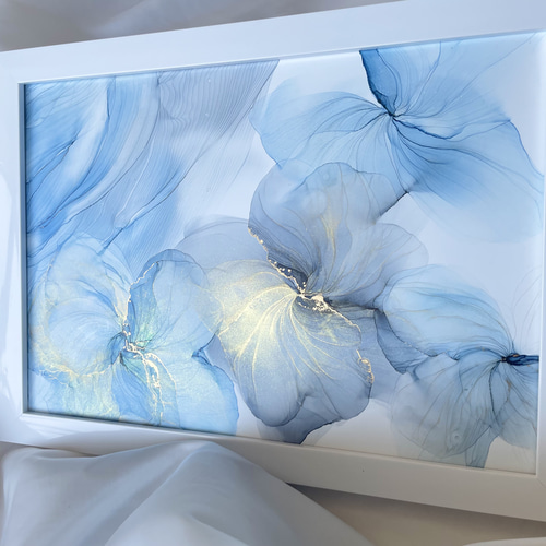 送料無料】アルコールインクアート 原画 フラワーアート 絵画 A4サイズ