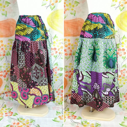 アフリカ布 パッチワーク アシンメトリー タイパンツ【ぱわーっ