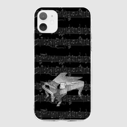 (iPhone用)ピアノと黒猫のクリアソフトスマホケース 1枚目の画像