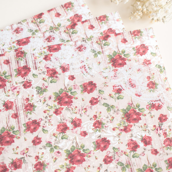 ★ローズページ★ ヴィンテージローズ デザインペーパー 7 / 10枚入 A4サイズ 包装