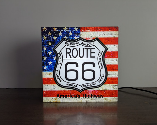 アメリカン雑貨 ルート66 星条旗 標識 ランプ 電飾看板 インテリア