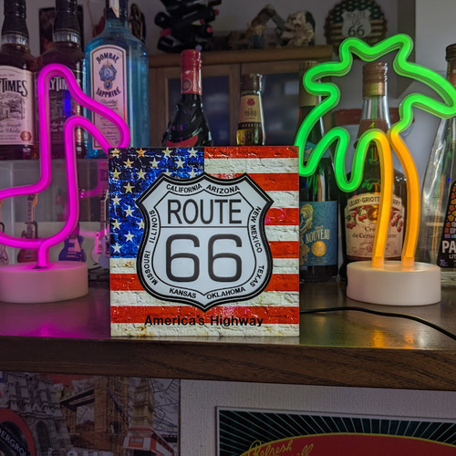 アメリカン雑貨 ルート66 星条旗 標識 ランプ 電飾看板 インテリア