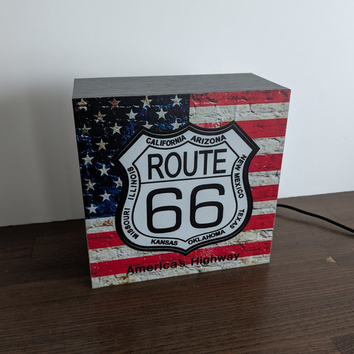 アメリカン雑貨 ルート66 星条旗 標識 ランプ 電飾看板 インテリア