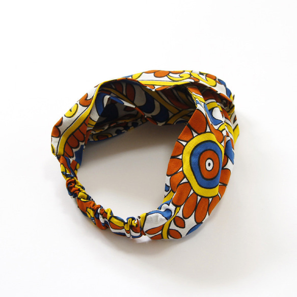 アフリカ布のクロスターバン（カンガ） ヘアバンド ヘアターバン 3枚目の画像
