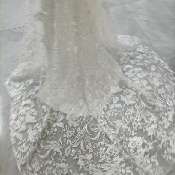 ウェディングドレス キャミソール オフホワイト 3D立体レース刺繍 2次会 11枚目の画像