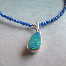 *sv925*Ｇrand Blue Australian Ocean Opal Necklace ラピスラズリ 7枚目の画像