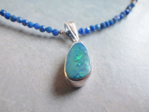 *sv925*Ｇrand Blue Australian Ocean Opal Necklace ラピスラズリ 8枚目の画像