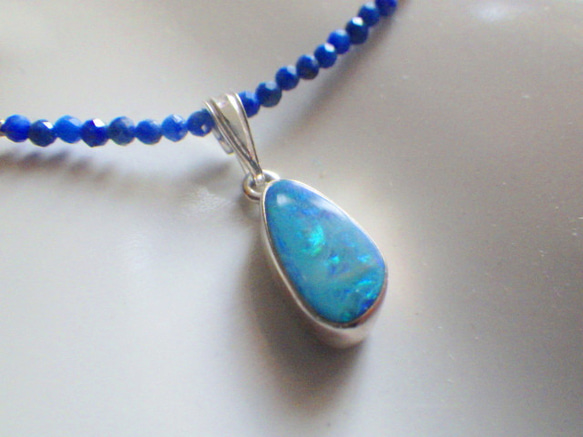 *sv925*Ｇrand Blue Australian Ocean Opal Necklace ラピスラズリ 3枚目の画像