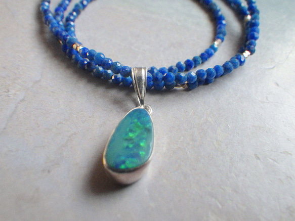 *sv925*Ｇrand Blue Australian Ocean Opal Necklace ラピスラズリ 6枚目の画像