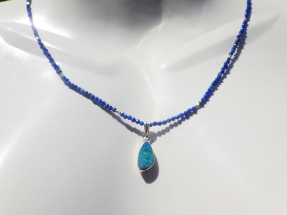 *sv925*Ｇrand Blue Australian Ocean Opal Necklace ラピスラズリ 9枚目の画像