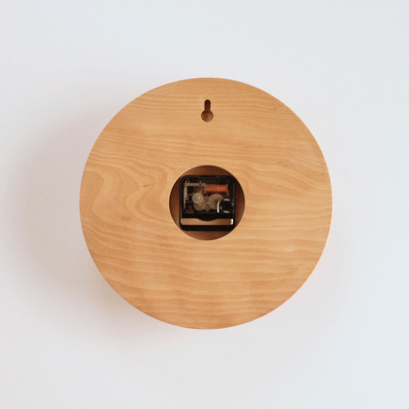 木製 掛け時計 丸 カバ材16 4枚目の画像
