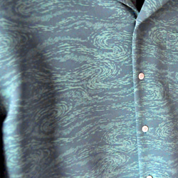 【着物リメイク】青碧｜アロハシャツ シャツ 着物シャツ 開襟シャツ 柄シャツ オープンカラー 半袖 L 6枚目の画像