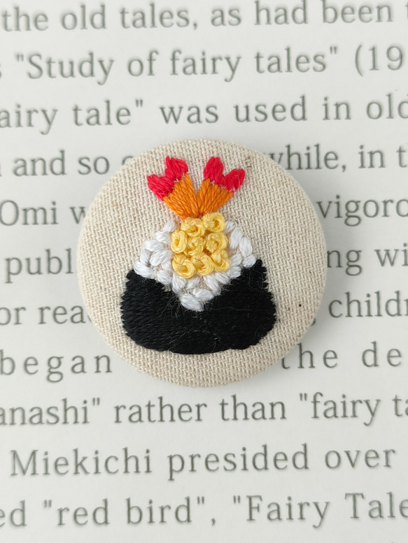 【受注生産】天むすの刺繍ミニヘアゴム 1枚目の画像