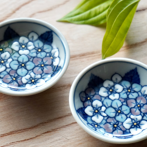 【再販】紫陽花紋豆豆皿 約5.5cm 5枚目の画像