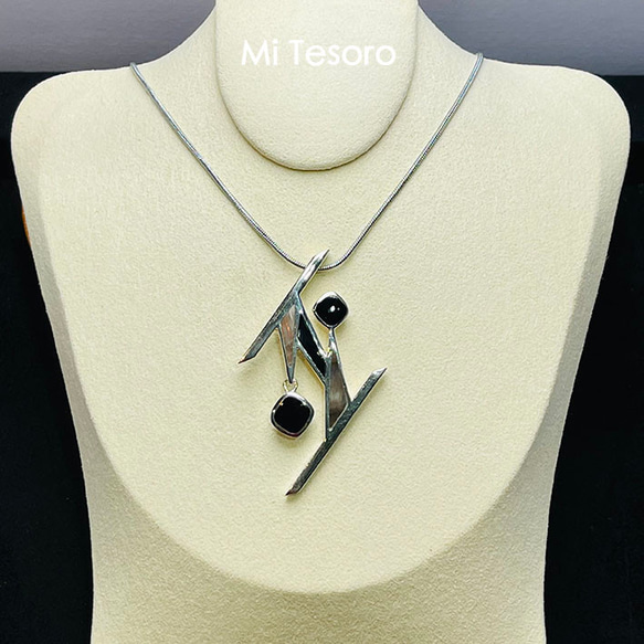 Mi Tesoro シルバー925 時尚寶石墜子-アゲートと真珠母貝ペンダント珠母貝/黑瑪瑙 第1張的照片