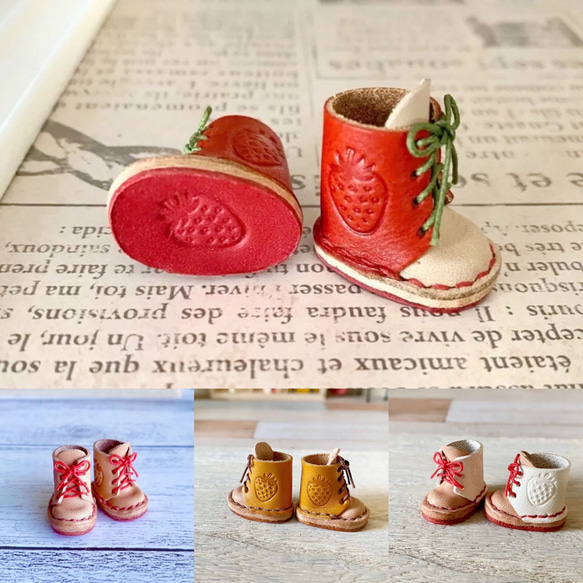 福袋セット　ミディブライス&オビツ11サイズ　靴5点 苺刻印 オビツ11&ミディブライス ミニチュア靴 Mタイプ 赤 その他人形