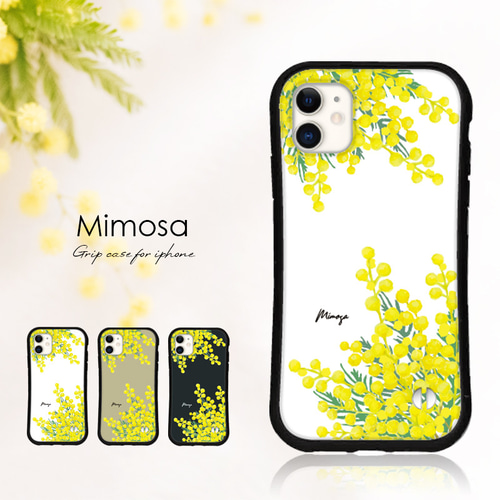 ミモザ 名入れ スマホ iPhoneケース 16 15 14 13 SE iface型 グリップ