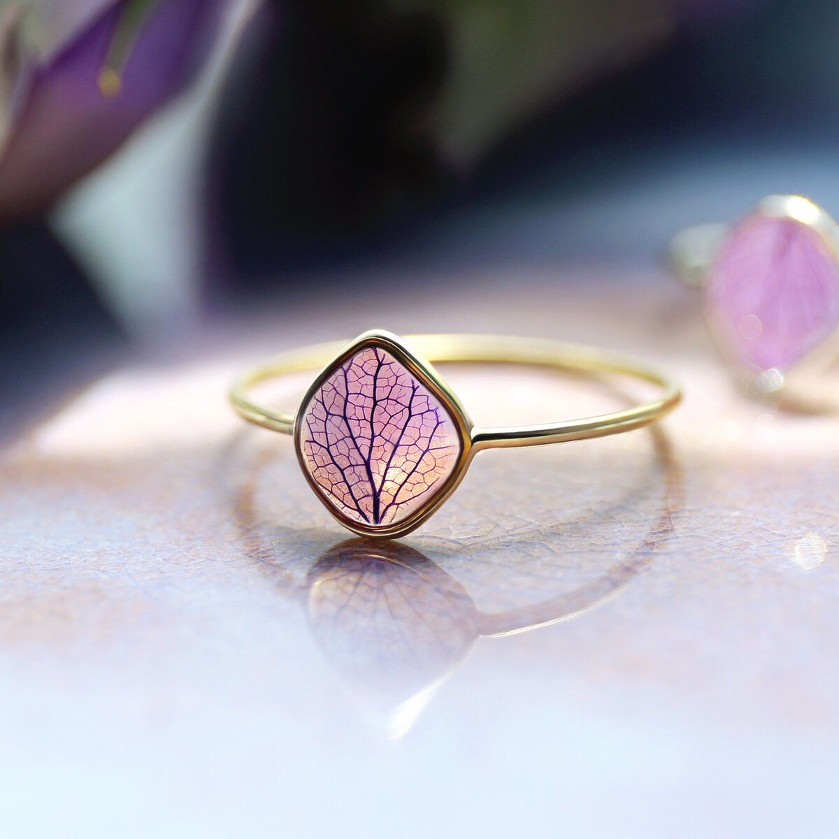 14kgf/sv935as アメジストカラーの紫陽花リング