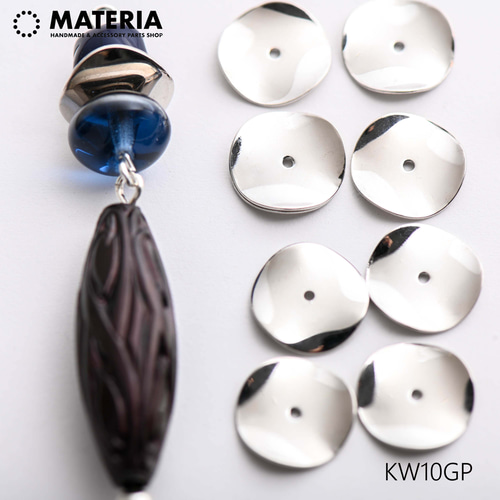 K18GP 銅製ウェーブスペーサー 12mm 6個 メタルパーツ メタルビーズ 