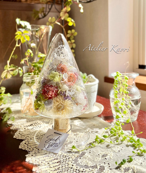 芸能人愛用 フラワー✲シードボトル(L) プリザーブドフラワー kaori Atelier プリザーブドフラワー花材