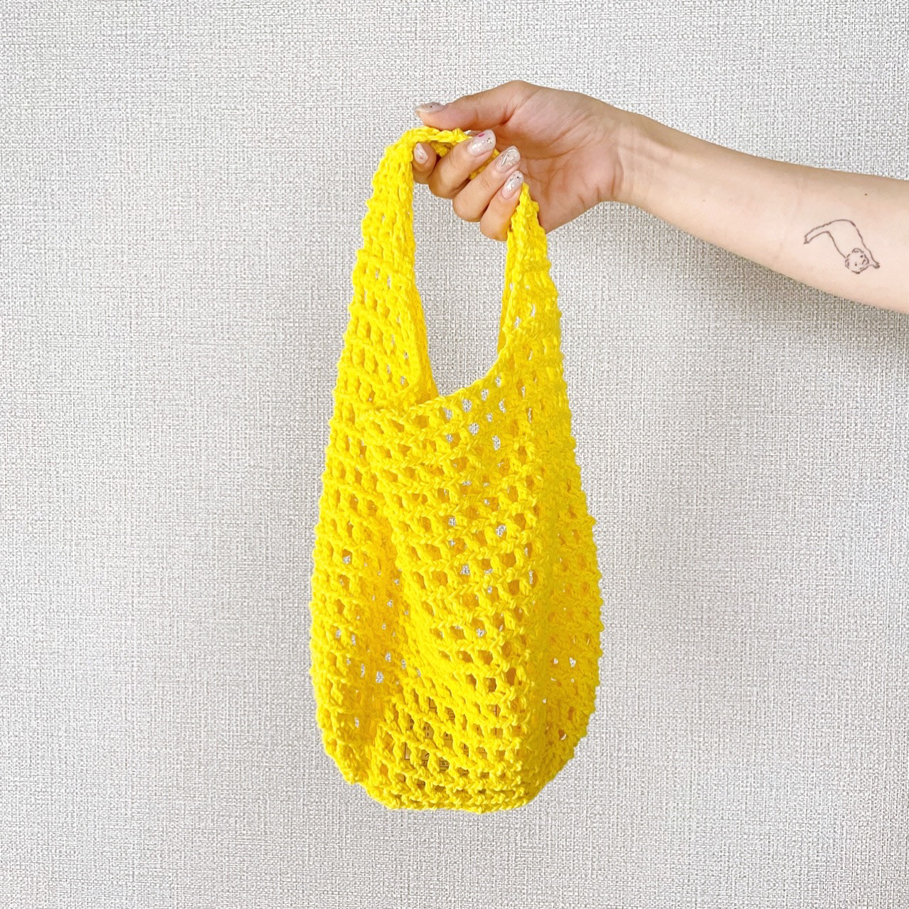 船型カゴバッグ♡イエロー♡ハンドメイド♡マチ広い20cm♡新品♡XL大きめ