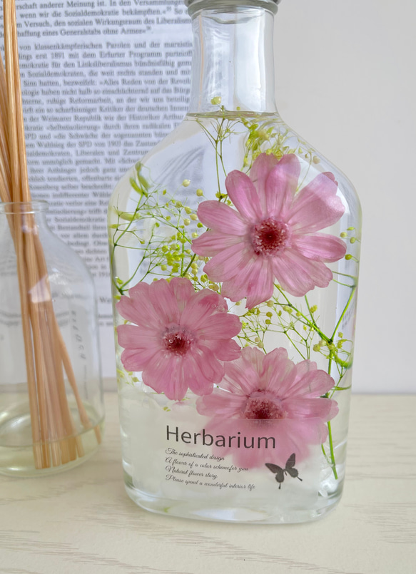 再販！人気　ジニアの優しい風便り　フローラルピンクの三輪花　ハーバリウム♪ 3枚目の画像