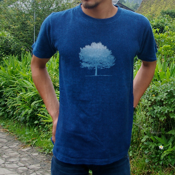 ヘンプコットンTシャツ（半袖）【一本木(いっぽんぎ)】 藍染め