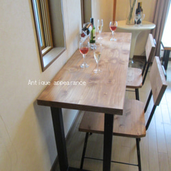 W1800 カウンターテーブル 在宅勤務　コーヒーテーブル　ダイニングテーブル・角鉄脚アイアン　テーブル 2枚目の画像