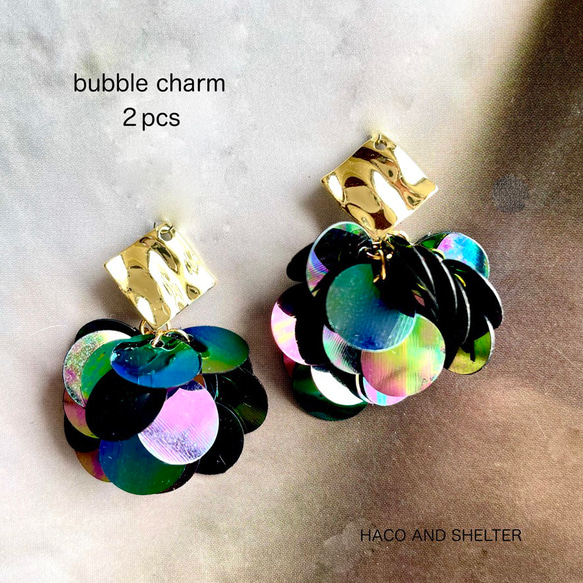 2pcs☆charm・petit bubble&gold（スパンコールチャーム） 1枚目の画像