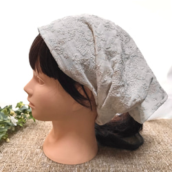 ヘアバンドタイプの三角巾（コットンリネン ブルー）大人用