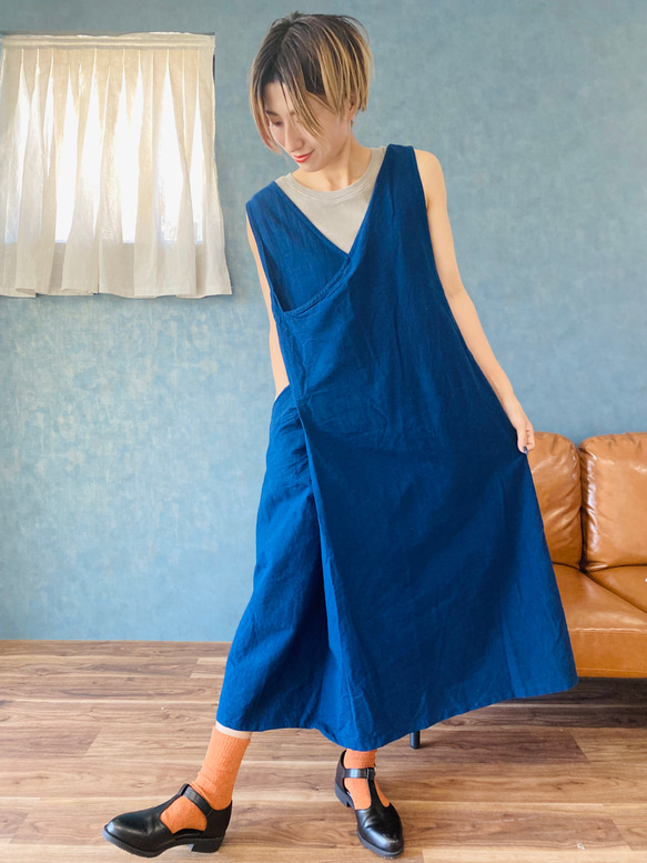 【福袋】寬鬆紗布T卹/卡其色+毛衣裙/海軍藍 第9張的照片