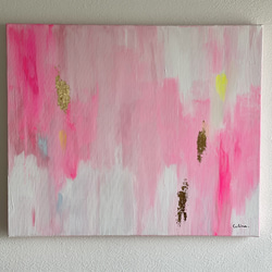FUZZY 1°/ モダンアート インテリア アートパネル キャンバス 絵画 おしゃれ 抽象画 原画 シンプル ピンク 3枚目の画像