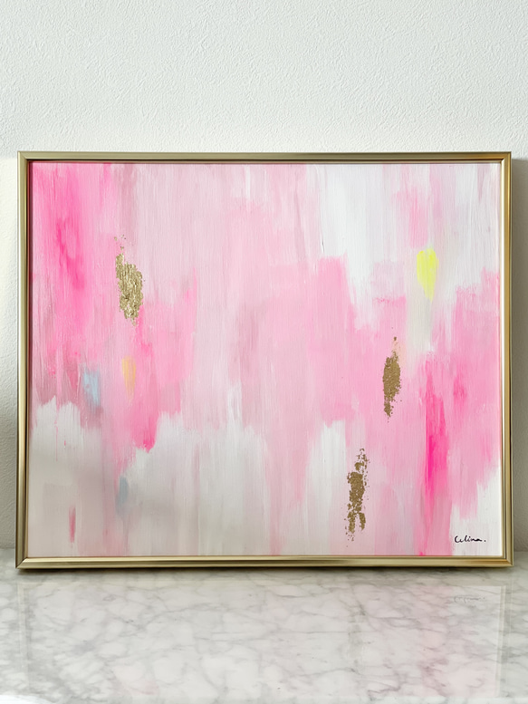 FUZZY 1°/ モダンアート インテリア アートパネル キャンバス 絵画 おしゃれ 抽象画 原画 シンプル ピンク 1枚目の画像