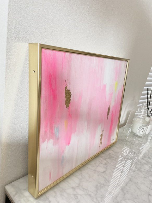 FUZZY 1°/ モダンアート インテリア アートパネル キャンバス 絵画 おしゃれ 抽象画 原画 シンプル ピンク 10枚目の画像