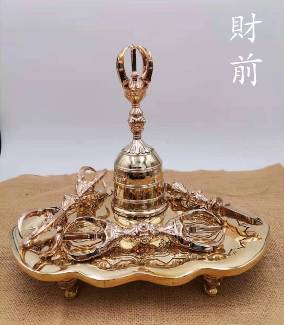 チベット密教法器 空海大師飛行セット 鐘 金剛盤 独鈷杵 三鈷杵