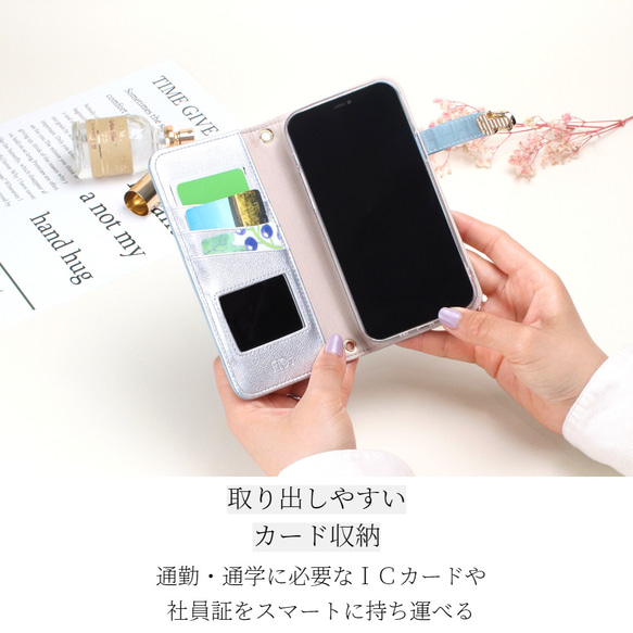 手帳型 iphone ケース ミラー付き se 12 13 かわいい カード入れ付き おしゃれ 11 カジュアル ペア 5枚目の画像