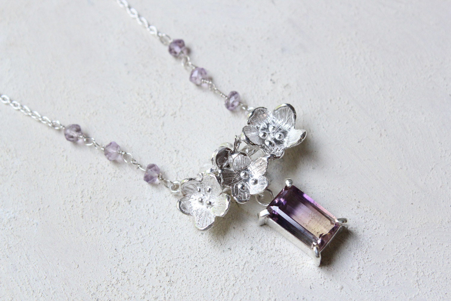 アメトリンのお花ネックレス　azur /silver