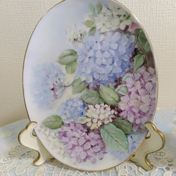 ♡壁飾り絵皿(紫陽花)22cmX16.5cm 2枚目の画像