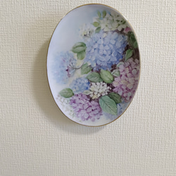 ♡壁飾り絵皿(紫陽花)22cmX16.5cm 3枚目の画像