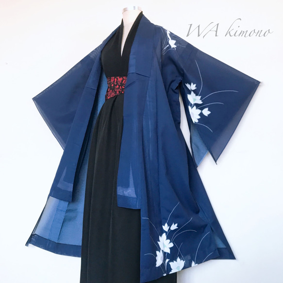 着物リメイク カーディガン 夏着物 シースルー羽織 和装 シアー 衣装