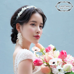 ホワイトフラワー イヤリング/ピアス(TE-12) |小枝 大ぶり 白 花 ウエディング 結婚式 花嫁 9枚目の画像