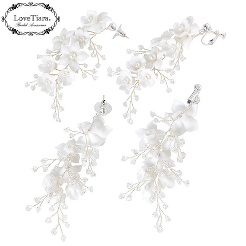 emma accesory white flower イヤリングホワイトフラワー