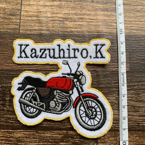 バイク好きさん必見！！ 名前入りで刺繍します！ バイク型アイロン