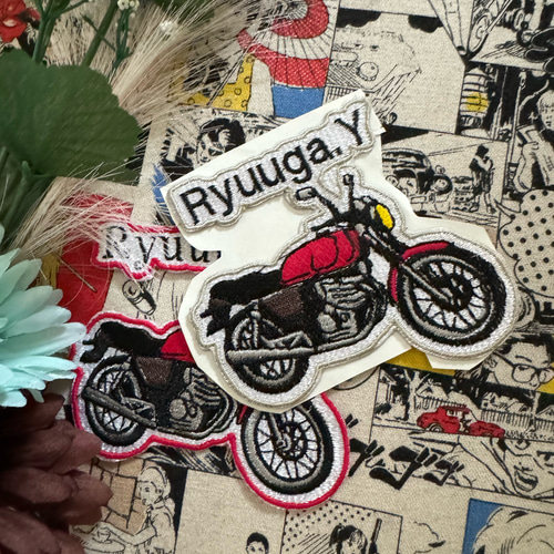 バイク好きさん必見！！ 名前入りで刺繍します！ バイク型アイロン