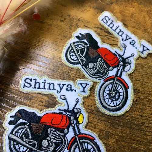 バイク好きさん必見！！ 名前入りで刺繍します！ バイク型
